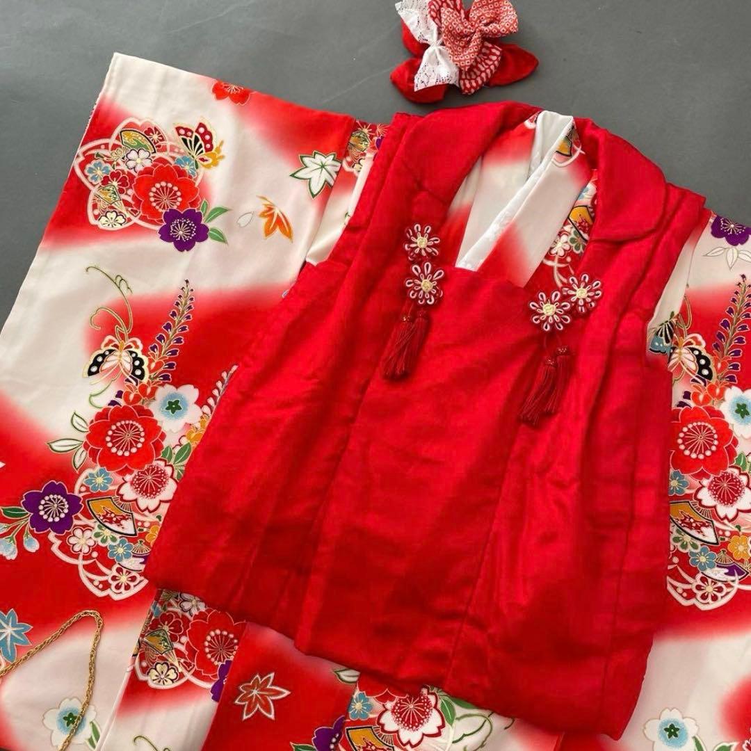 美品　クリーニング済　七五三　3歳〜5歳前後　正絹赤色被布と正絹お着物セット