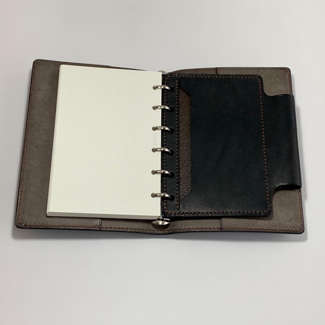 本革総手縫イタリアンレザーミニ6システム手帳ポケットペンホルダー付(マルゴー等)
