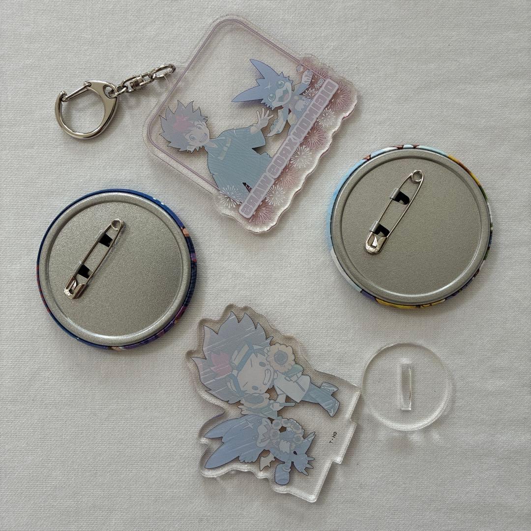 デジモンクロスウォーズ 缶バッジ&アクスタ&アクキー 明石タギル