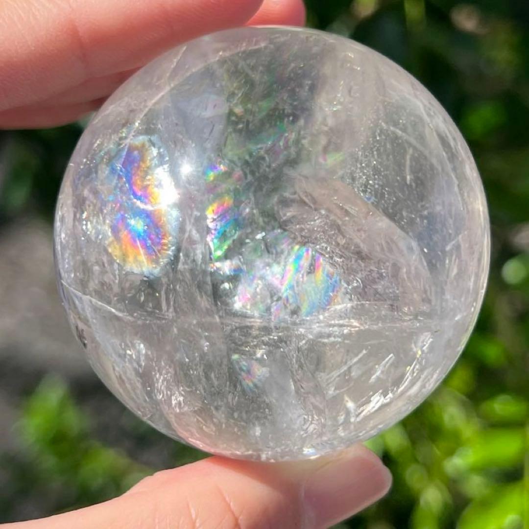 ✳️超極上キラキラ丸玉✨高透明度＆激ヤバレインボー✨虹 ヒマラヤ水晶 丸玉