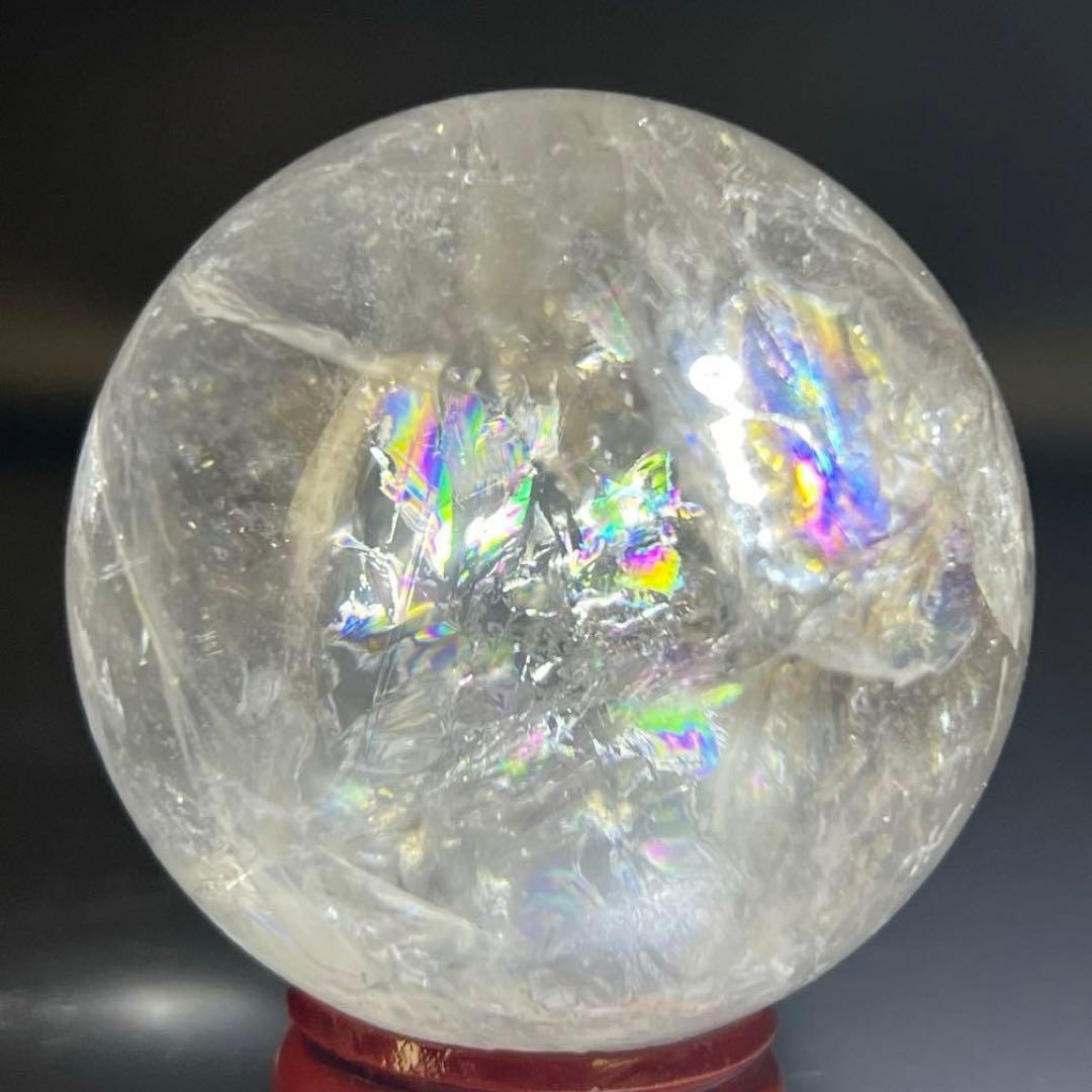 ✳️超極上キラキラ丸玉✨高透明度＆激ヤバレインボー✨虹 ヒマラヤ水晶 丸玉