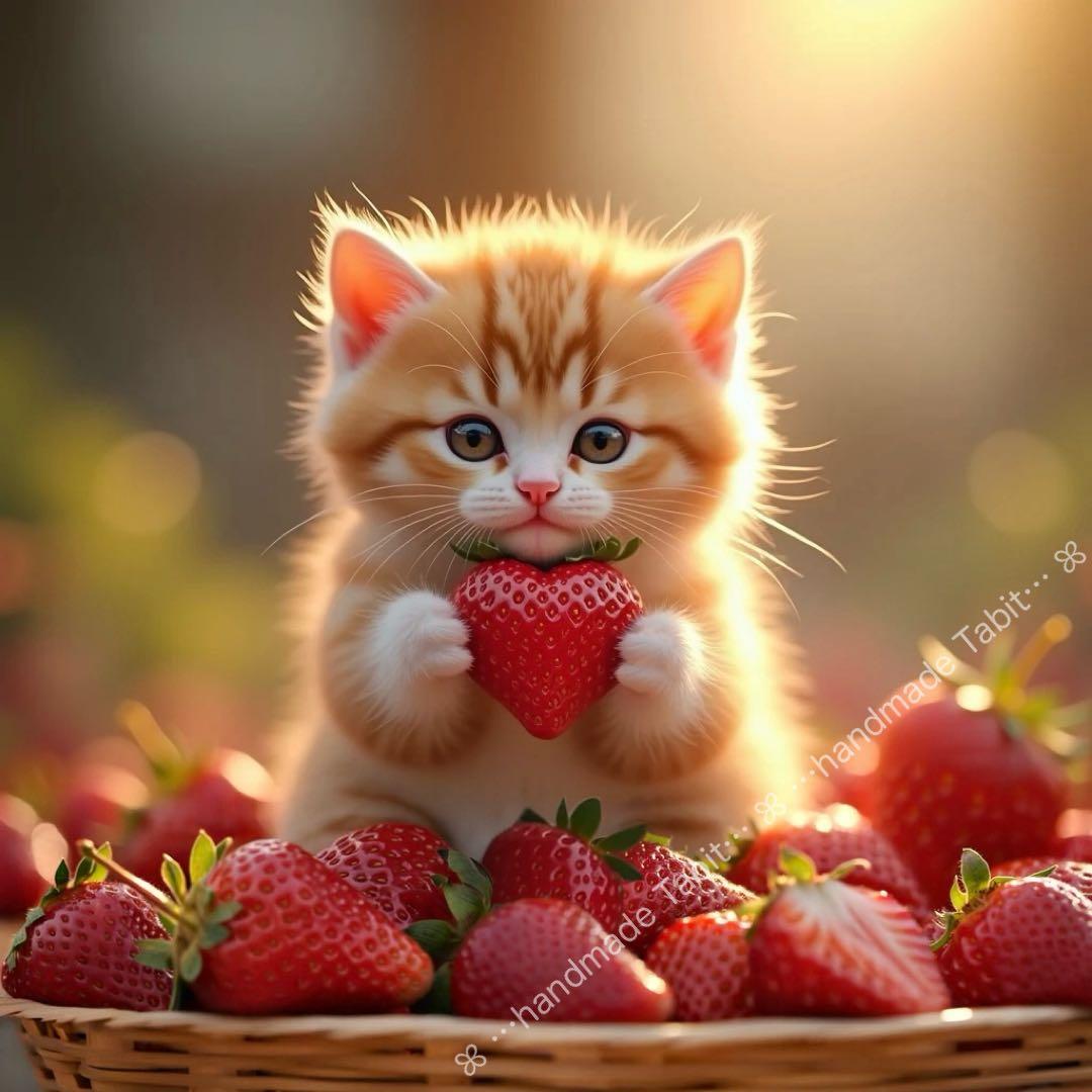 オリジナル＊いちご♡猫さん／17×17cm／6柄パネル生地 - メルカリ