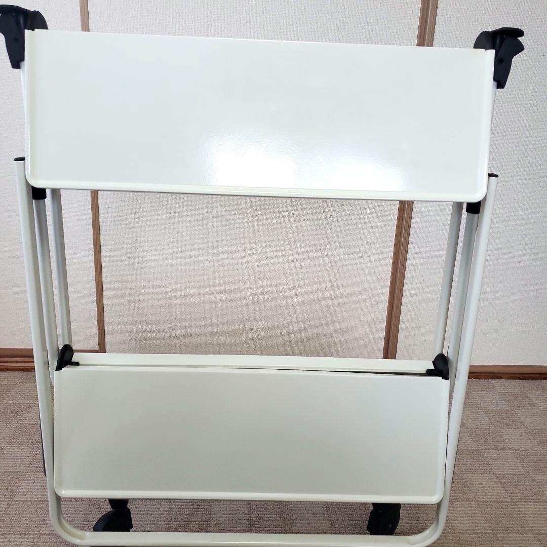 ライフハイト 折りたたみ式 サイドカート キッチンワゴン ホワイト キャスター付
