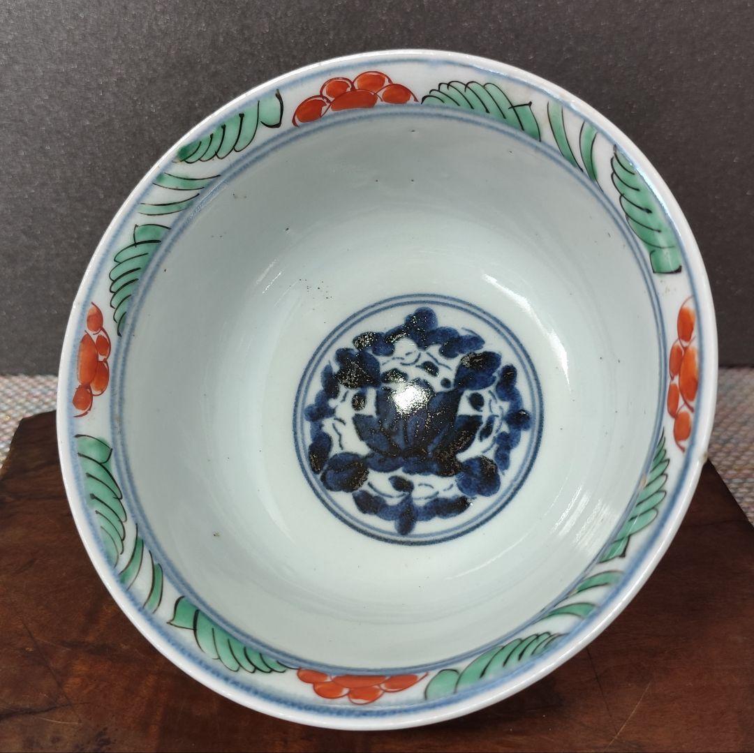 【名品❗️】江戸時代中期　亨保期　古伊万里 錦手　牡丹唐草文様　16.1cm　鉢