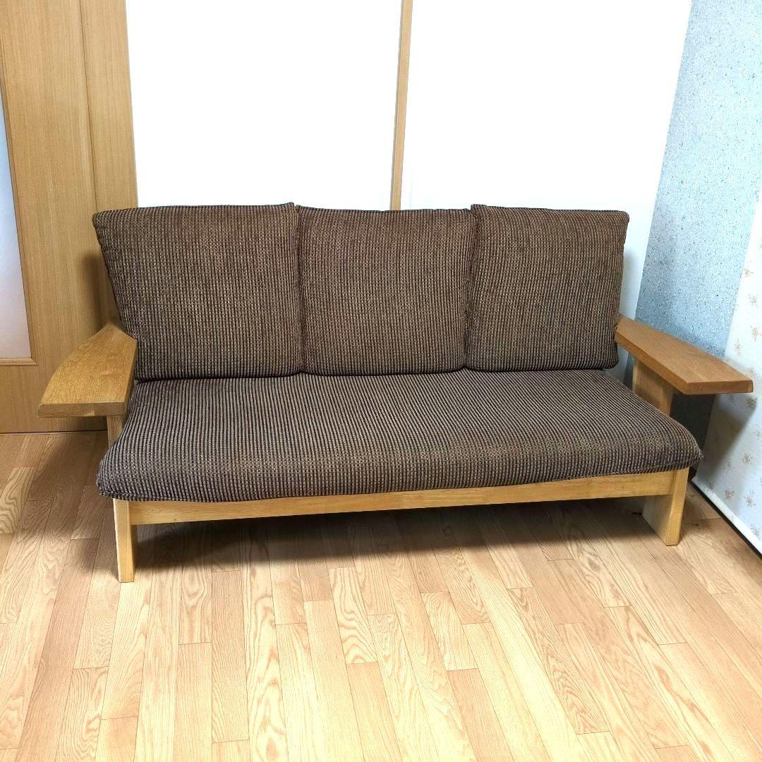 木製フレーム 3人掛けソファ