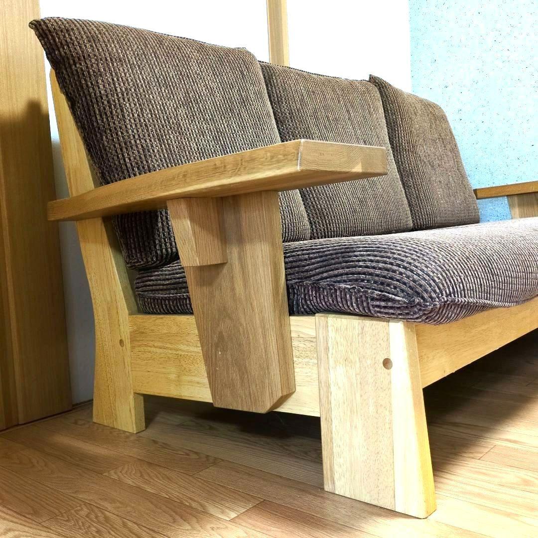 木製フレーム 3人掛けソファ