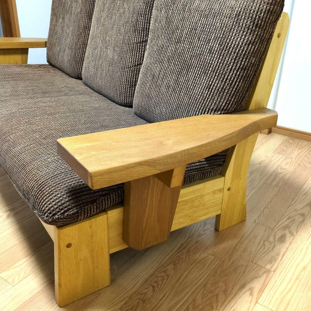 木製フレーム 3人掛けソファ