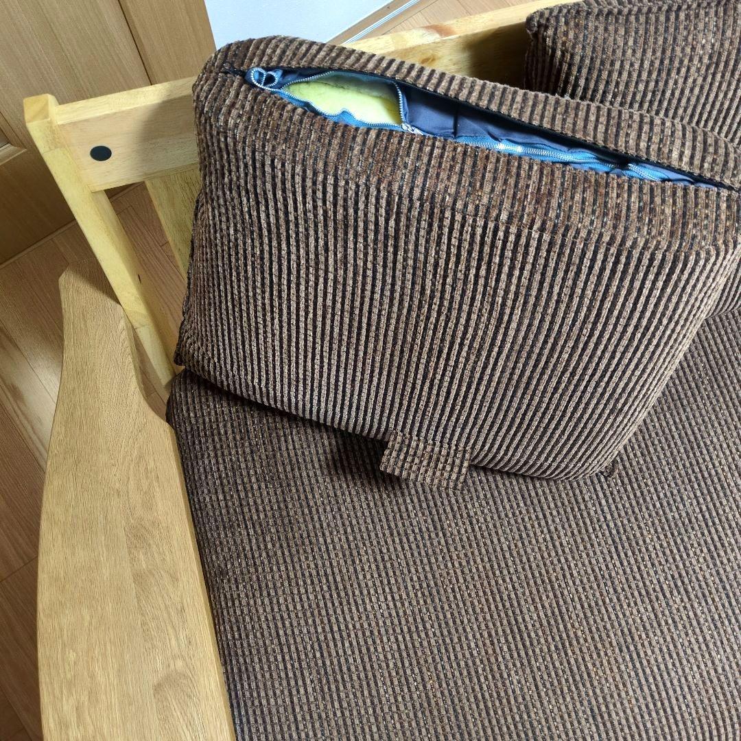 木製フレーム 3人掛けソファ