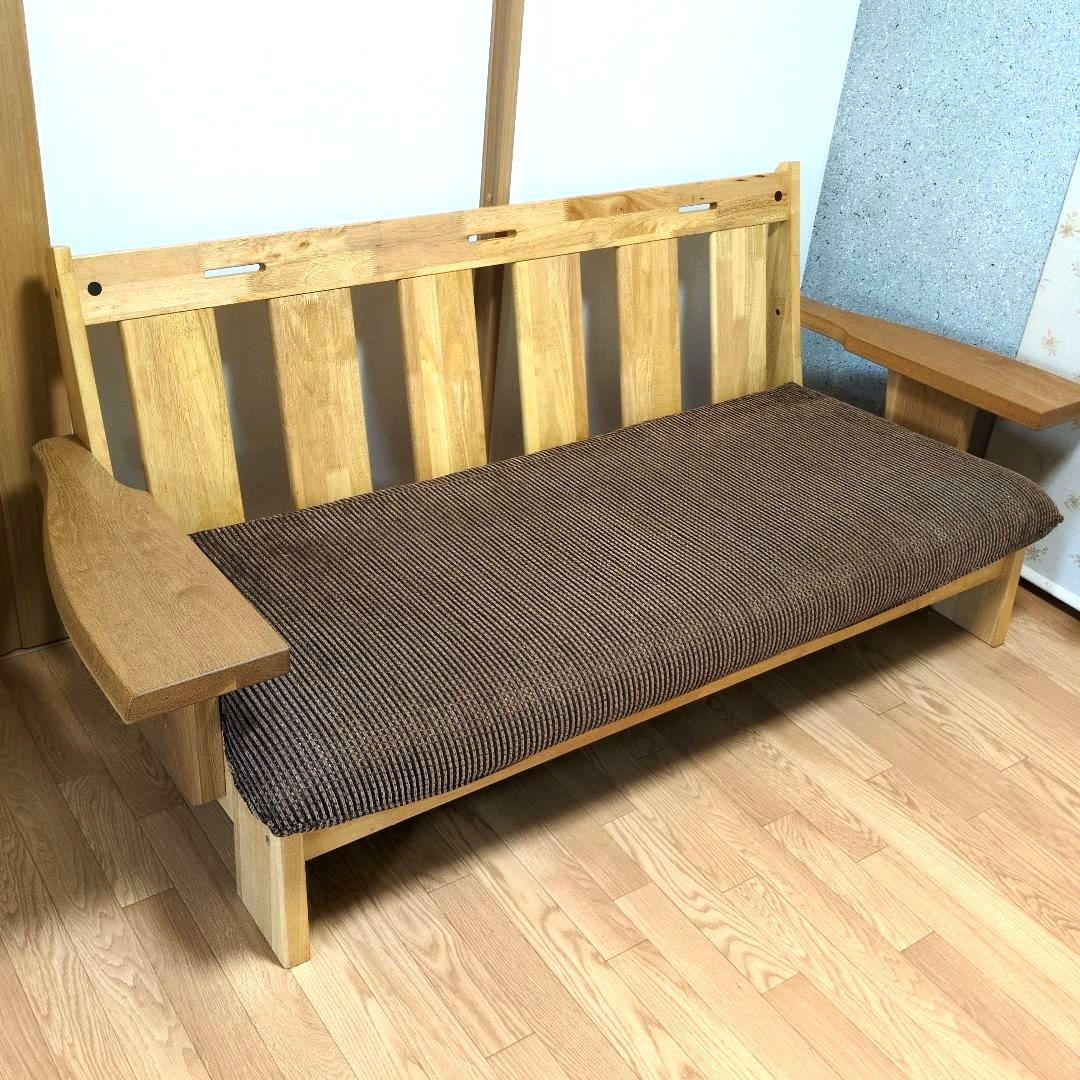 木製フレーム 3人掛けソファ