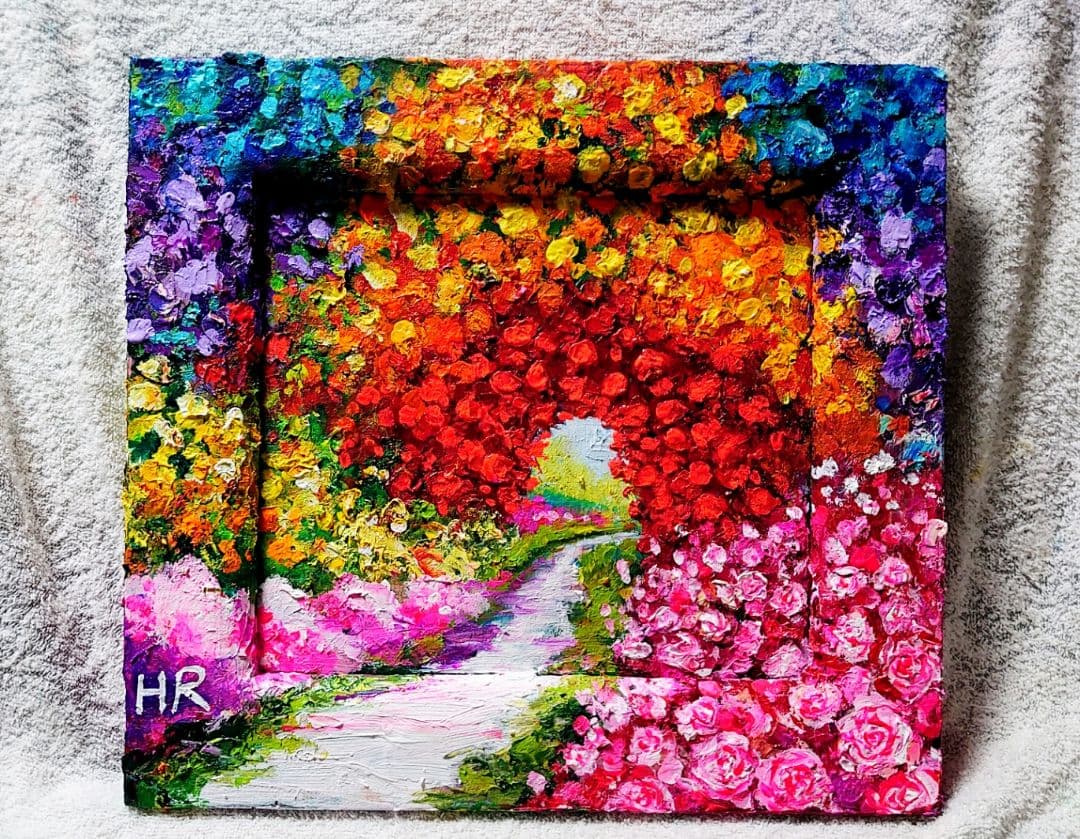 油絵 絵画 【森の白い花道】 - メルカリ