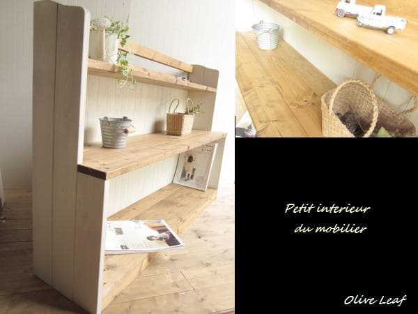 サイズ、デザインオーダー可！●超ワイド3段ローラック●シャビーホワイト●受注製作