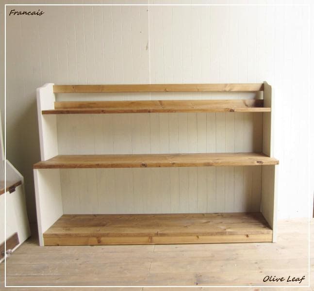 サイズ、デザインオーダー可！●超ワイド3段ローラック●シャビーホワイト●受注製作