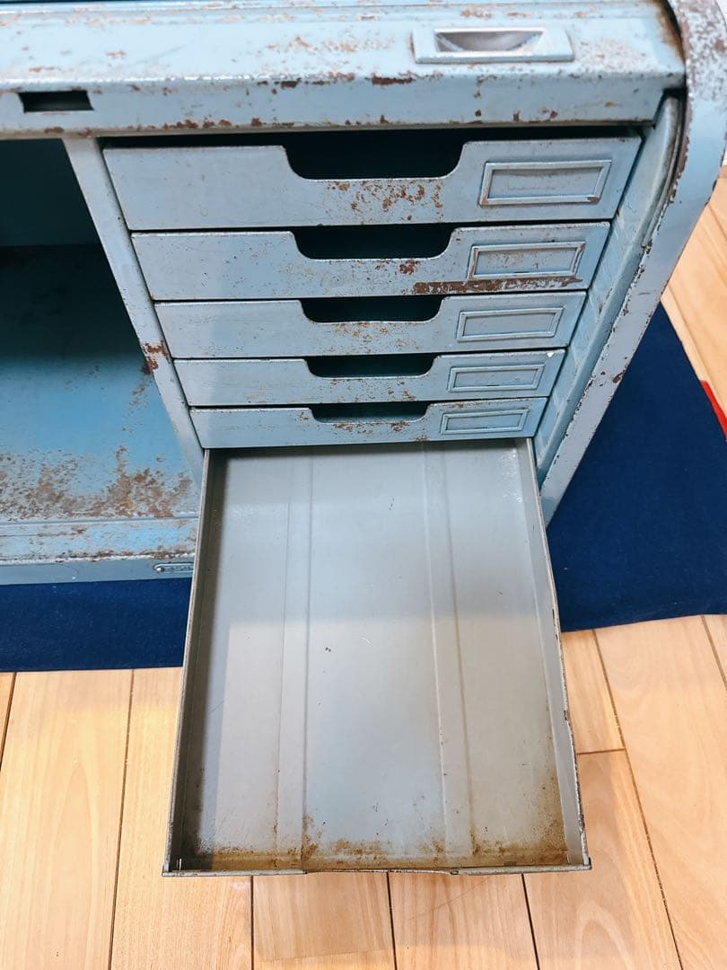 ヴィンテージ 蛇腹 スチール シャッターケース