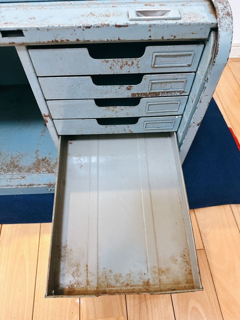 ヴィンテージ 蛇腹 スチール シャッターケース