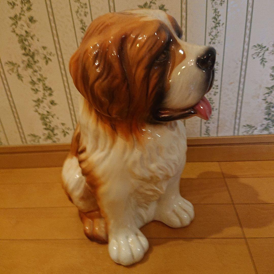 イタリア製、カポディモンテ、セントバーナード中型犬陶器