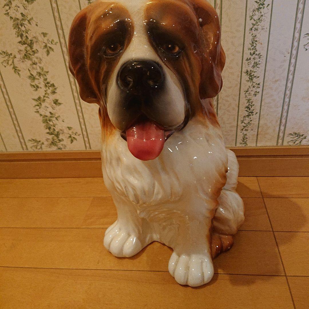 イタリア製、カポディモンテ、セントバーナード中型犬陶器