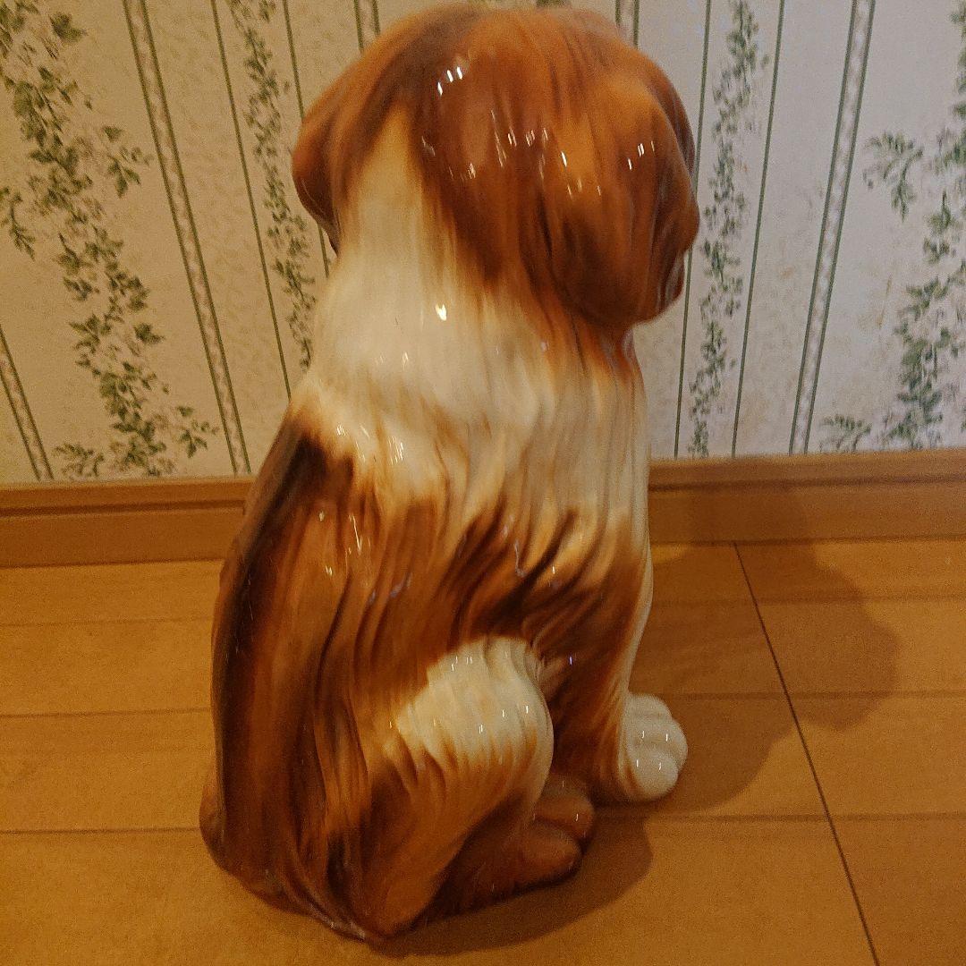イタリア製、カポディモンテ、セントバーナード中型犬陶器