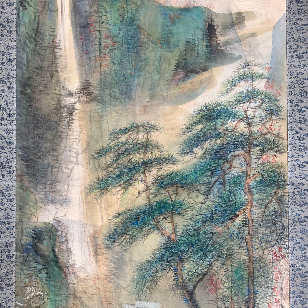 掛軸•日本画　橘田永芳　「青緑山水図」