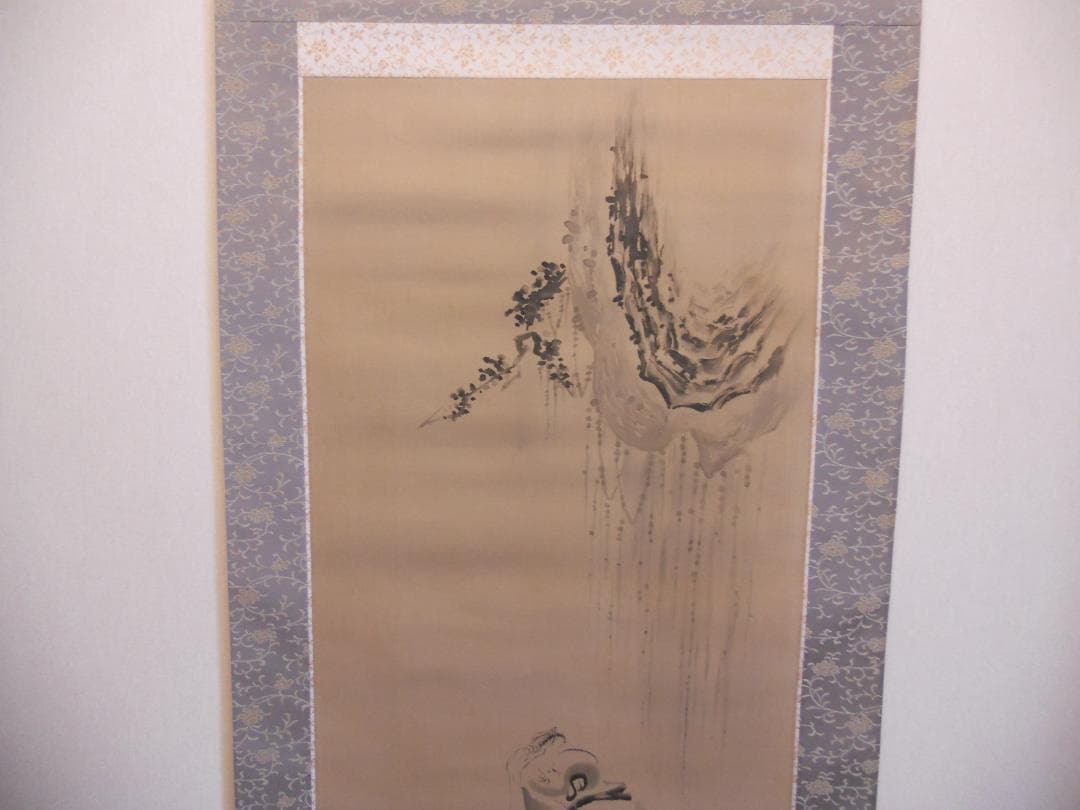 掛け軸 野村雪草 蜆子和尚 絹本 希少 軸装 茶道具 掛軸 美品 です。