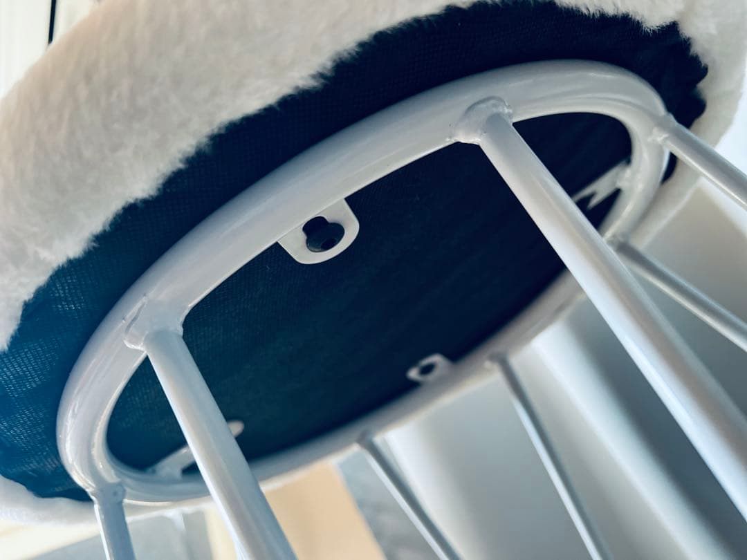 ファースツール ふわふわファー付きスツール ピュアホワイト