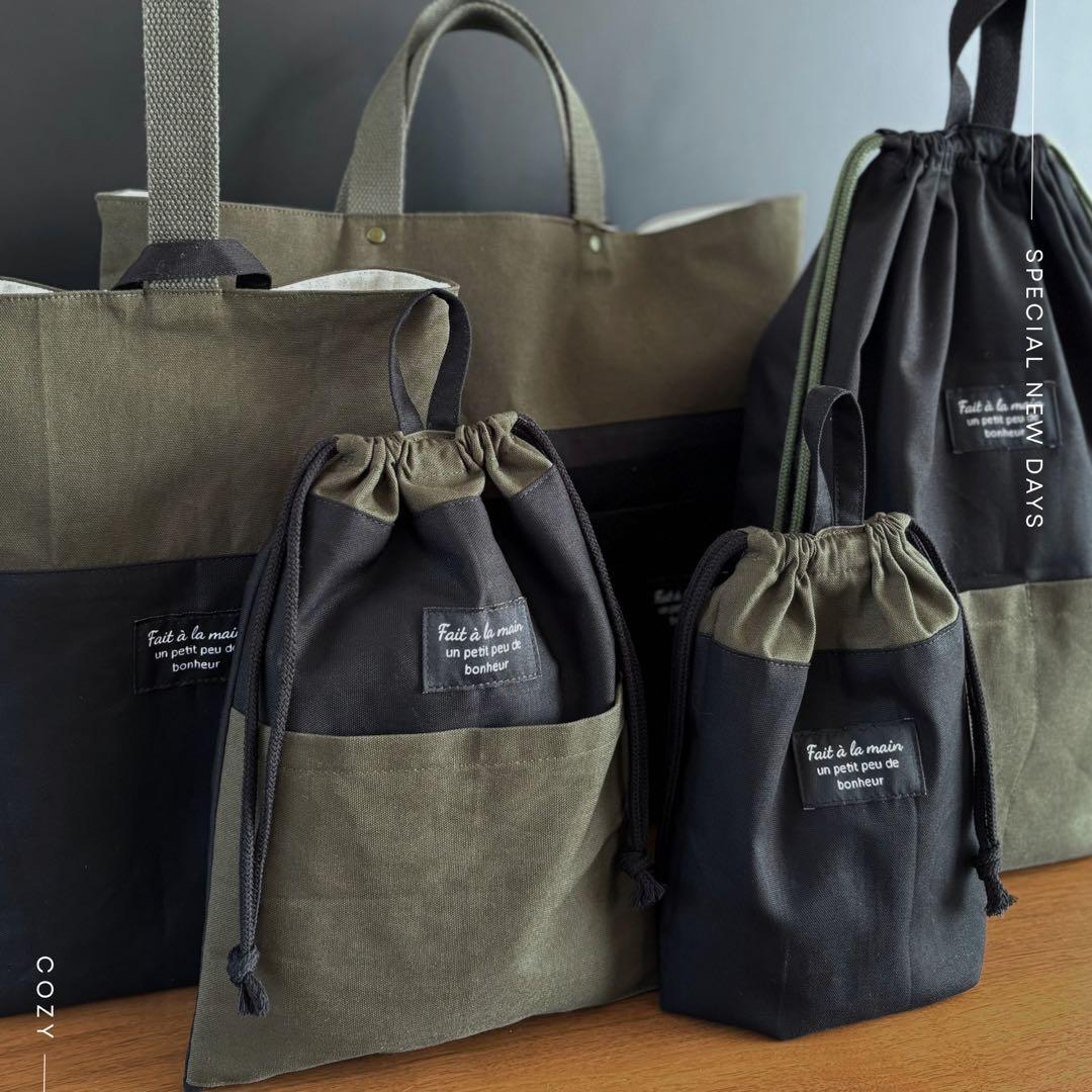 【男の子】甘さゼロ　大人かっこいい　カーキ×ブラック　入園入学5点セット