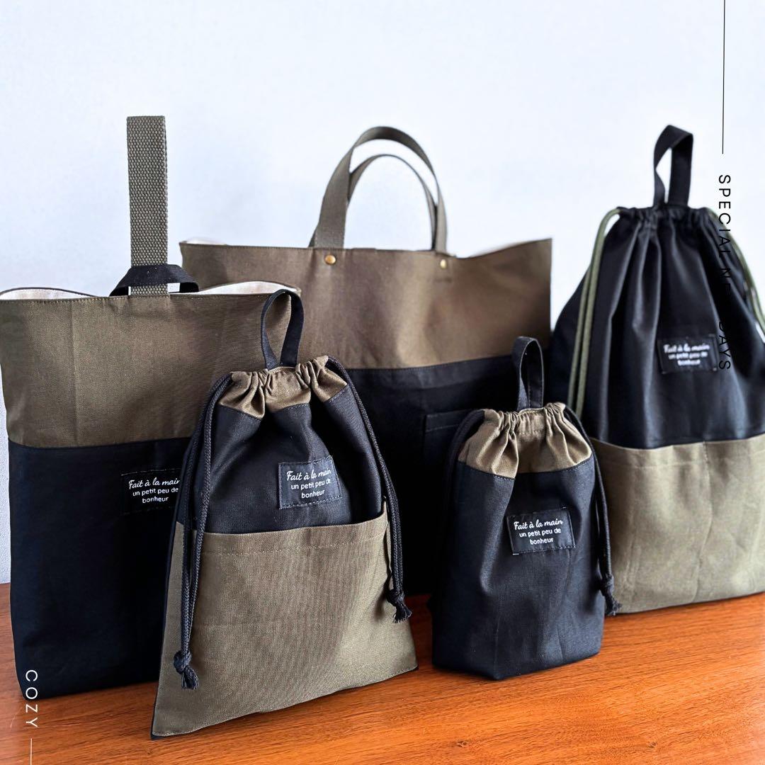 【男の子】甘さゼロ　大人かっこいい　カーキ×ブラック　入園入学5点セット