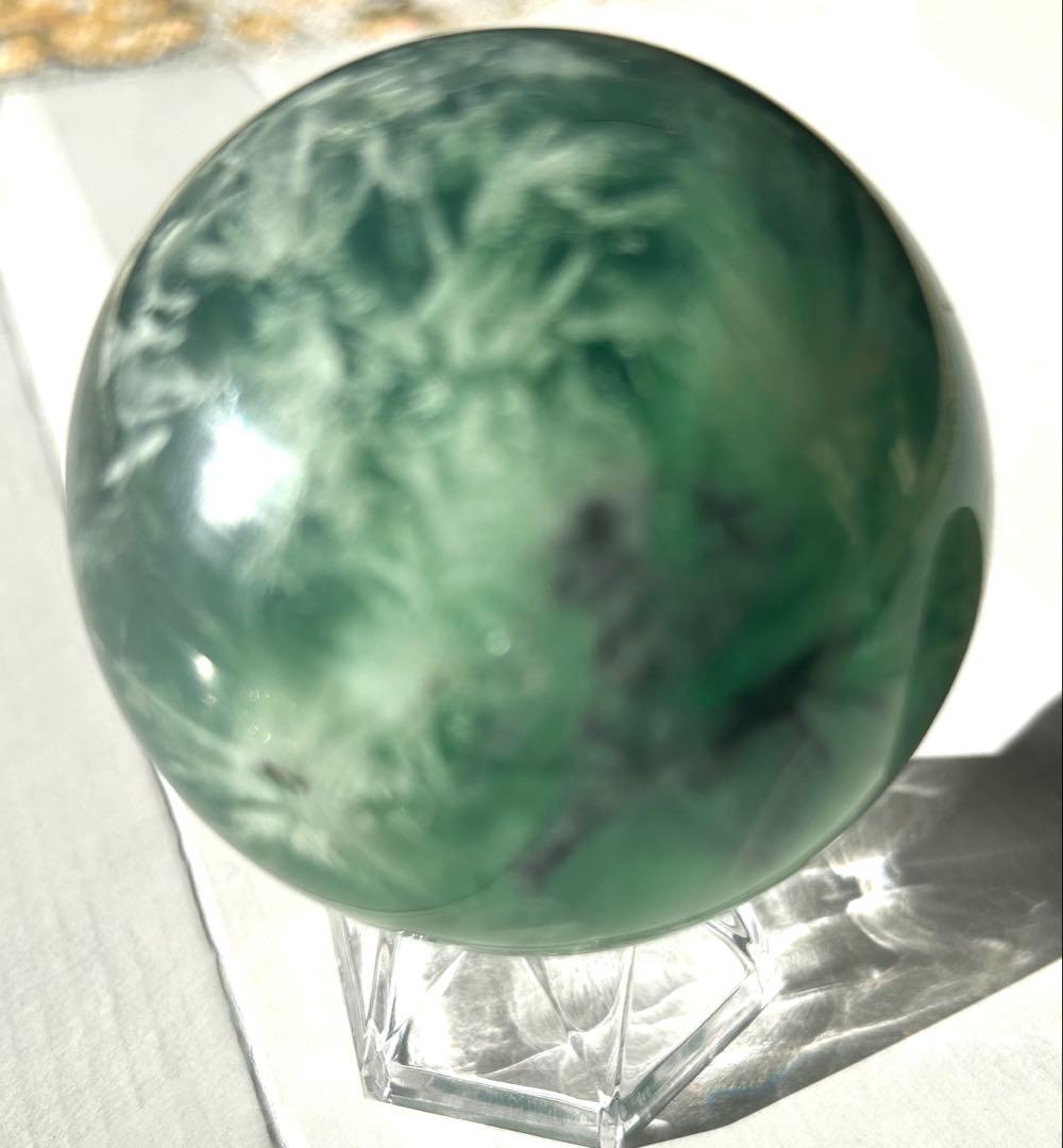 エンジェルフェザーフローライト　スフィア　丸玉　パワーストーン　台座付き　置物