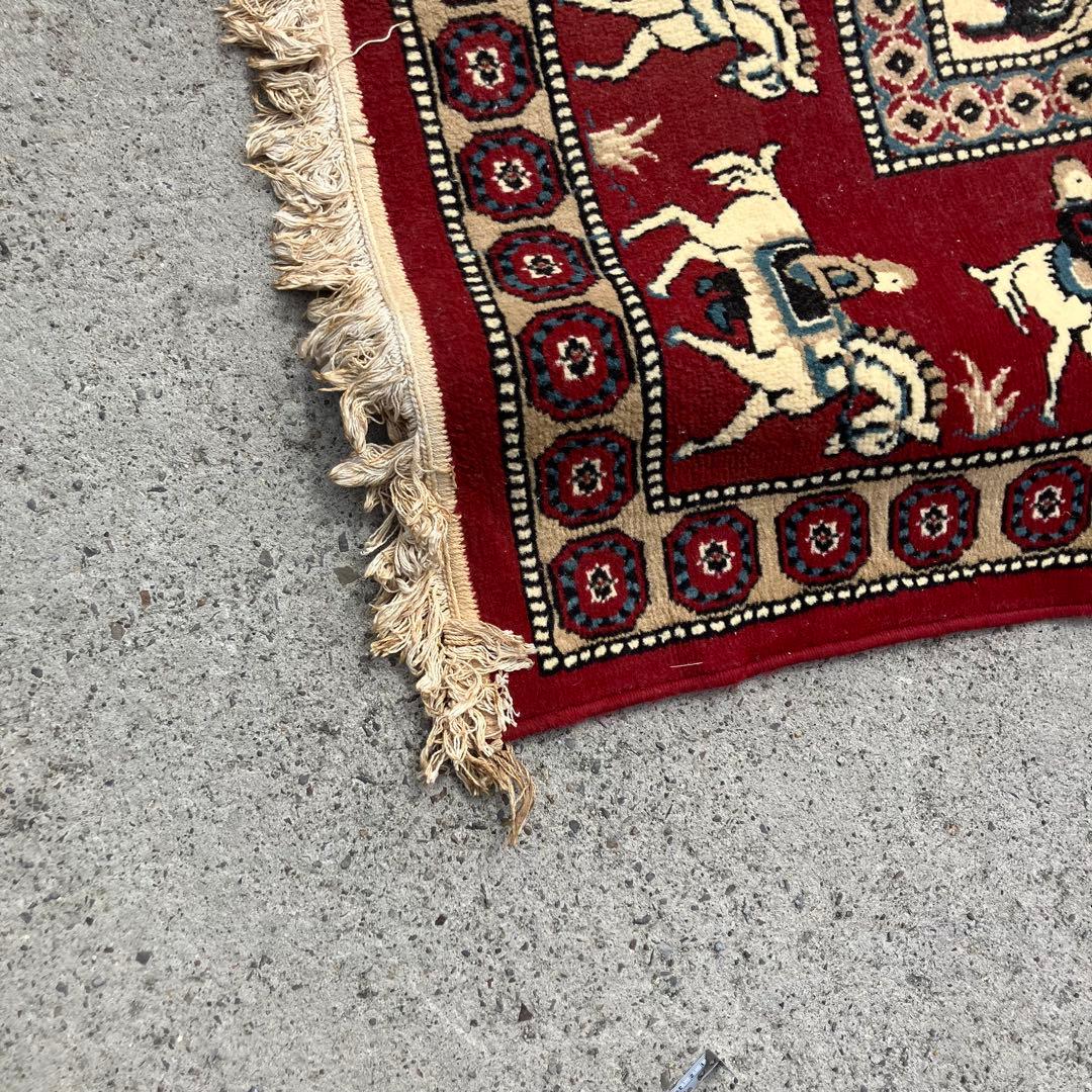 ヴィンテージ 馬 動物柄 民族柄 ペルシャ絨毯 大型絨毯 カーペット