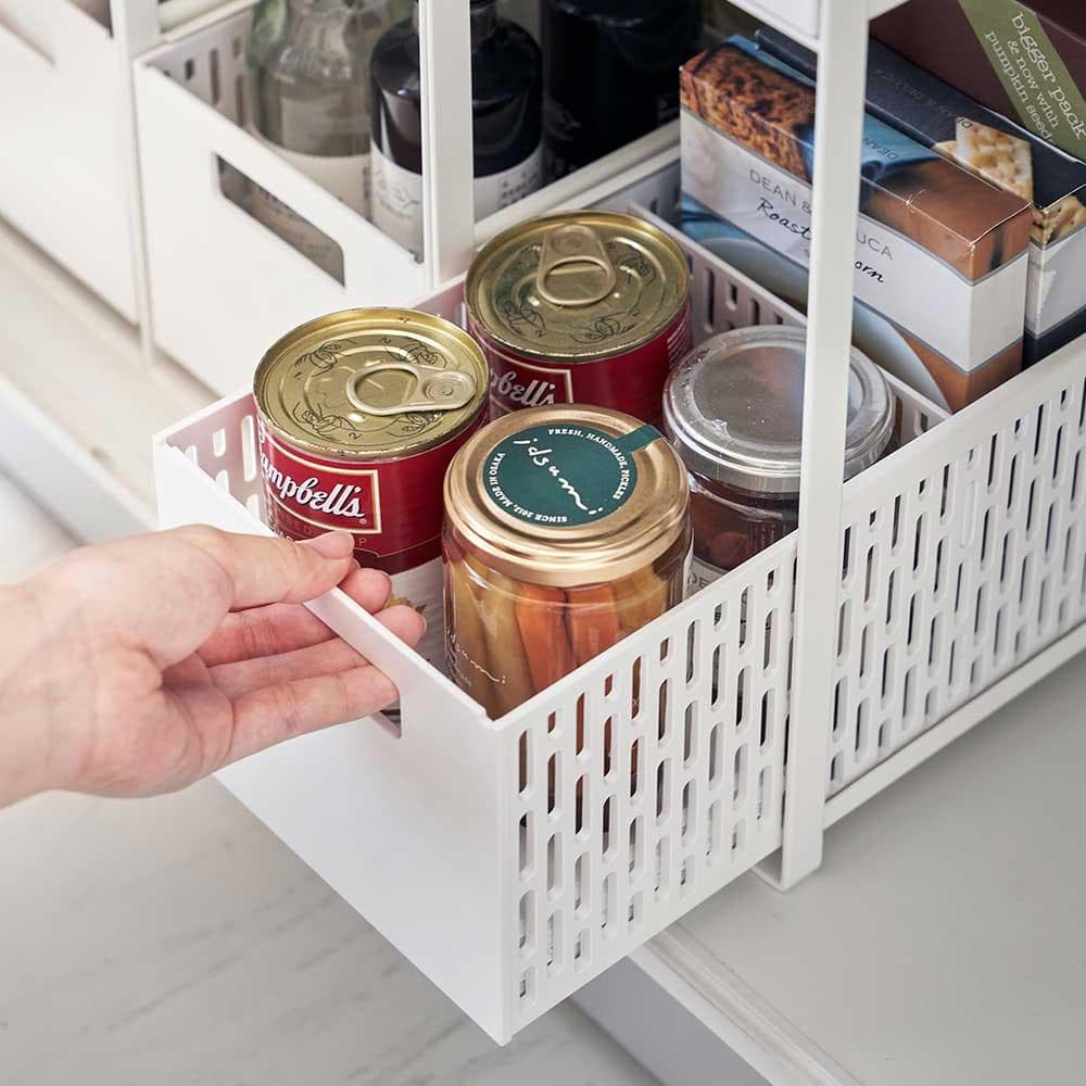 収納バスケット 2段 シンク下　タワー 2個セット　スライド 引き出し 5218