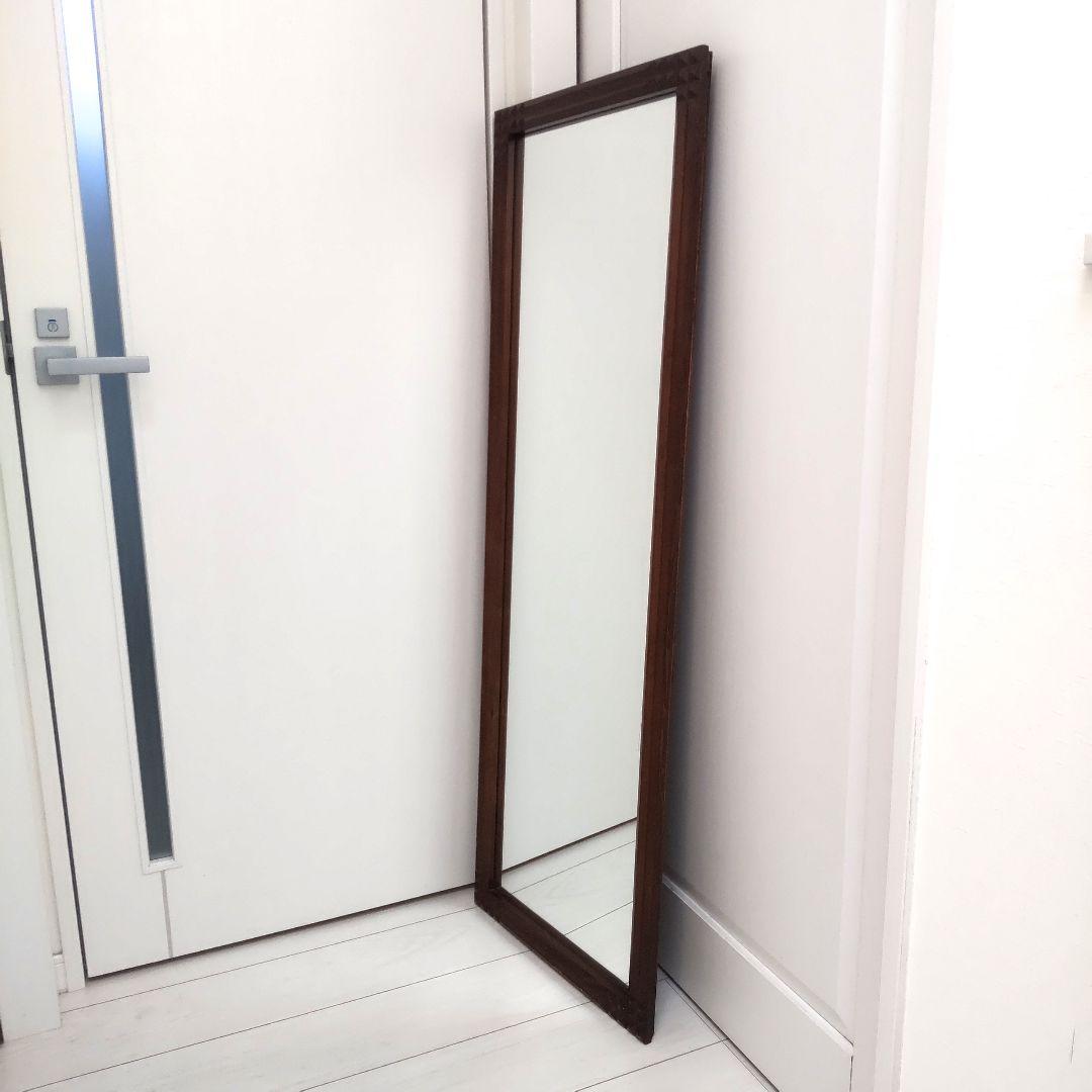 ビンテージ 木製フレーム 壁掛け鏡 ウォールミラー