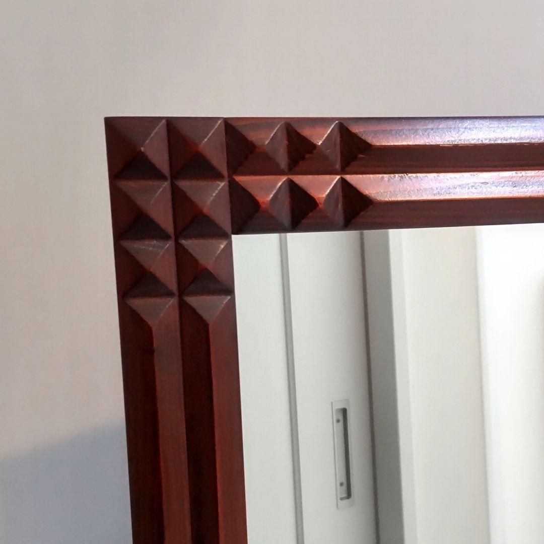 ビンテージ 木製フレーム 壁掛け鏡 ウォールミラー