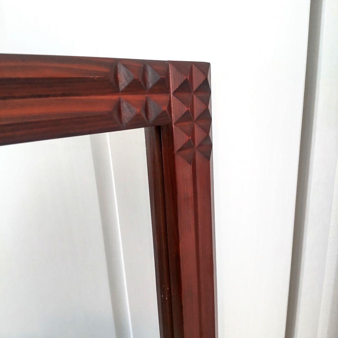 ビンテージ 木製フレーム 壁掛け鏡 ウォールミラー