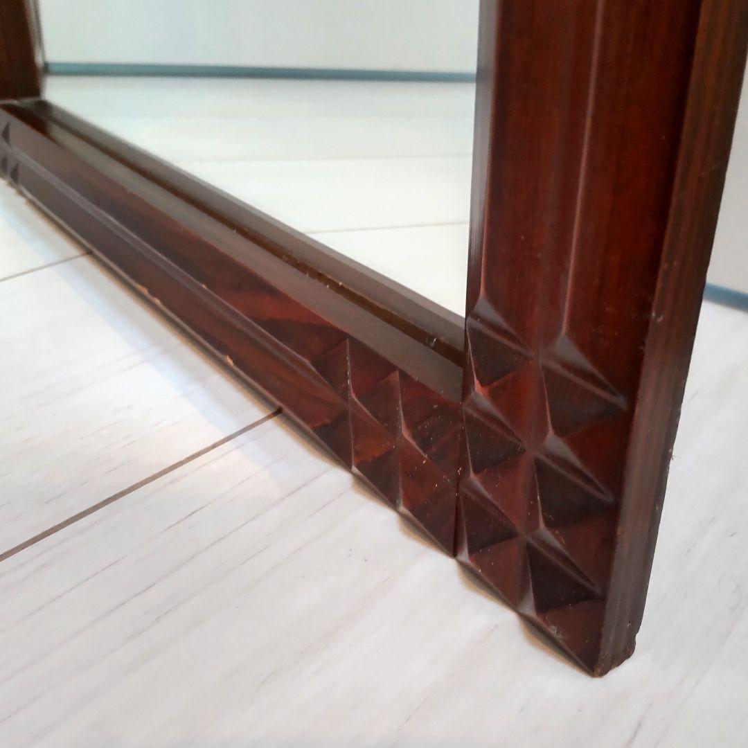 ビンテージ 木製フレーム 壁掛け鏡 ウォールミラー