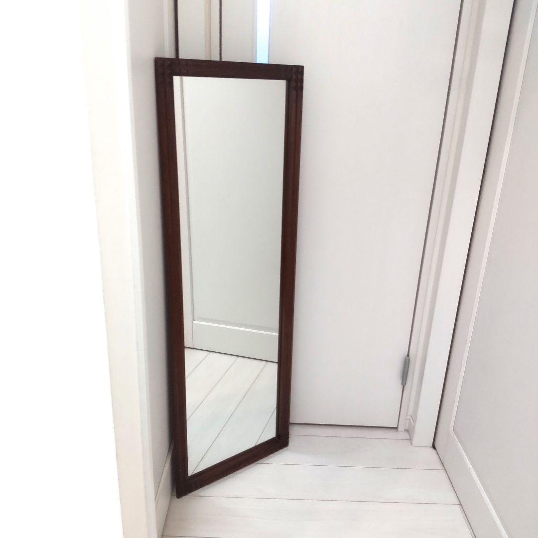 ビンテージ 木製フレーム 壁掛け鏡 ウォールミラー