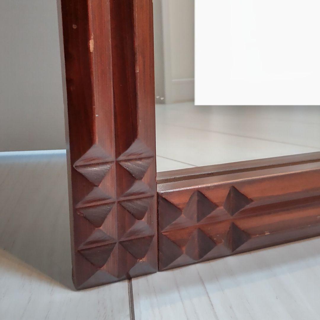 ビンテージ 木製フレーム 壁掛け鏡 ウォールミラー