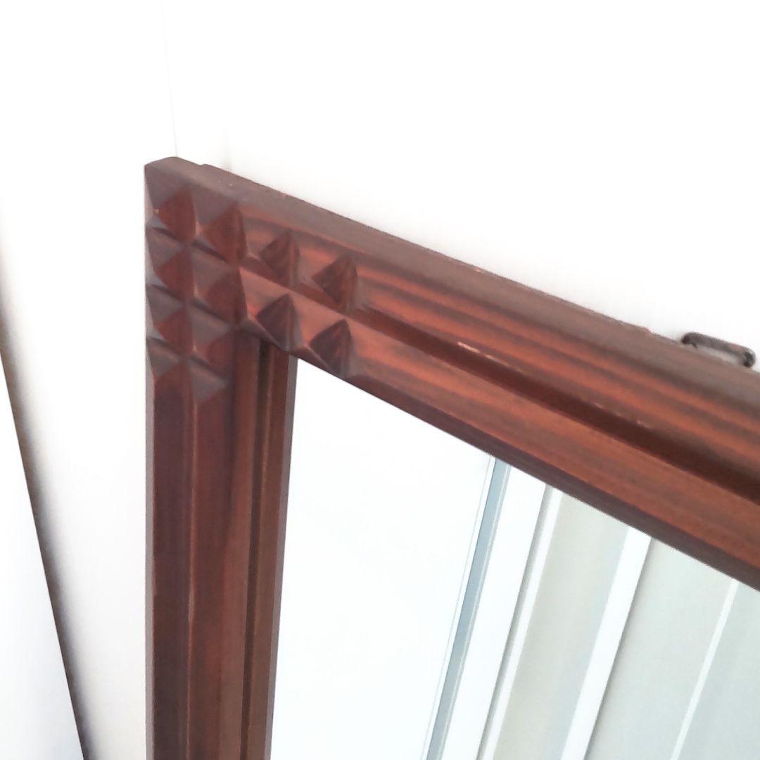 ビンテージ 木製フレーム 壁掛け鏡 ウォールミラー