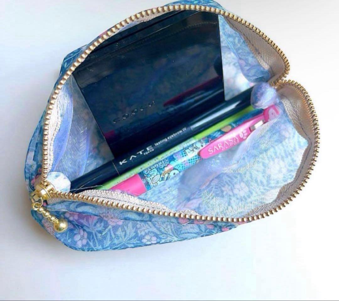 LIBERTYリバティオーガンジー丸みポーチ ストロベリーシーフ ペンサイズ L