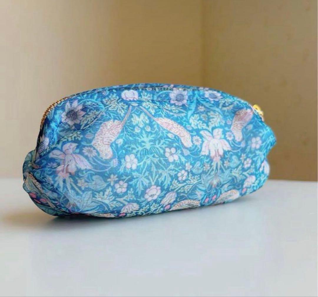 LIBERTYリバティオーガンジー丸みポーチ ストロベリーシーフ ペンサイズ L