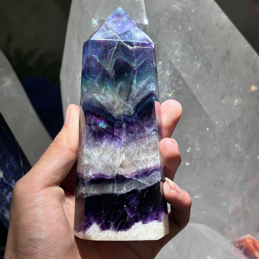 天然石 フェザーフローライトのポイント　置物G.138