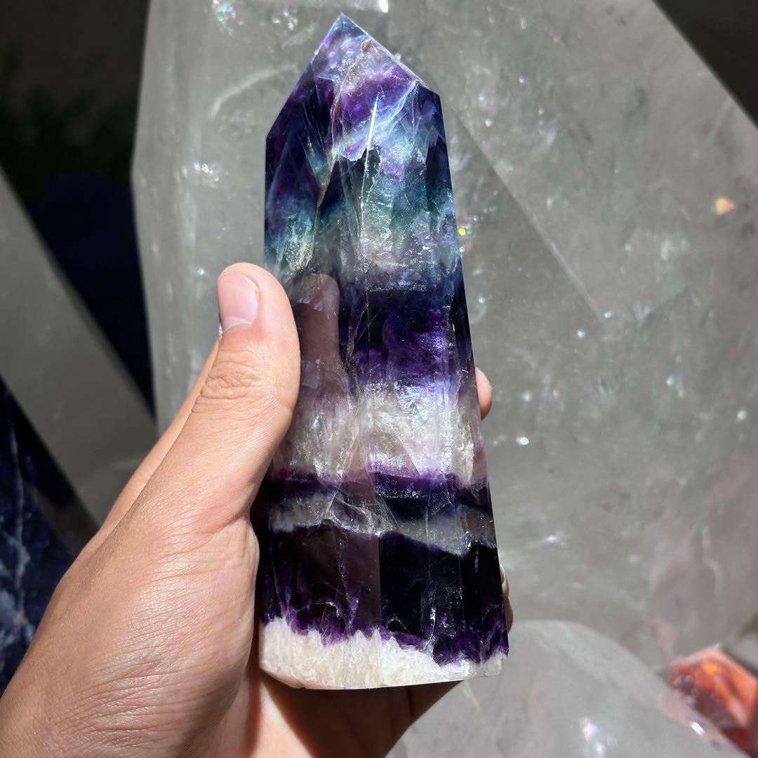 天然石 フェザーフローライトのポイント　置物G.138