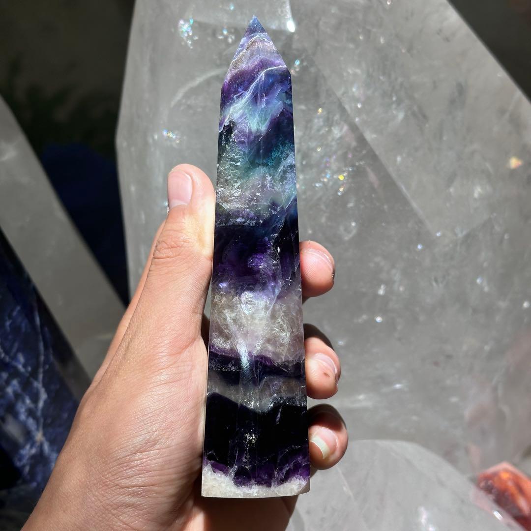 天然石 フェザーフローライトのポイント　置物G.138