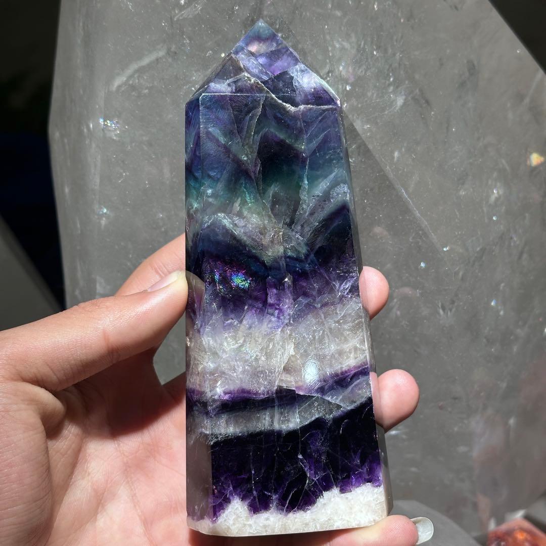 天然石 フェザーフローライトのポイント　置物G.138