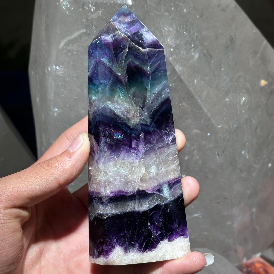 天然石 フェザーフローライトのポイント　置物G.138