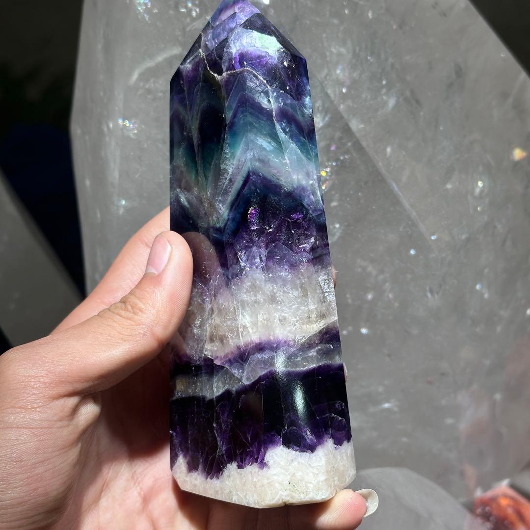 天然石 フェザーフローライトのポイント　置物G.138