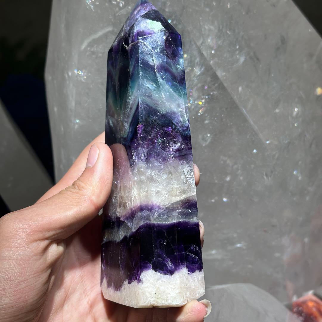 天然石 フェザーフローライトのポイント　置物G.138