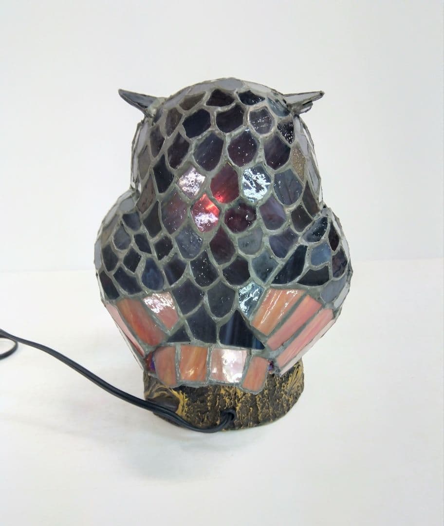 ステンドグラスフクロウ照明インテリア卓上ランプ