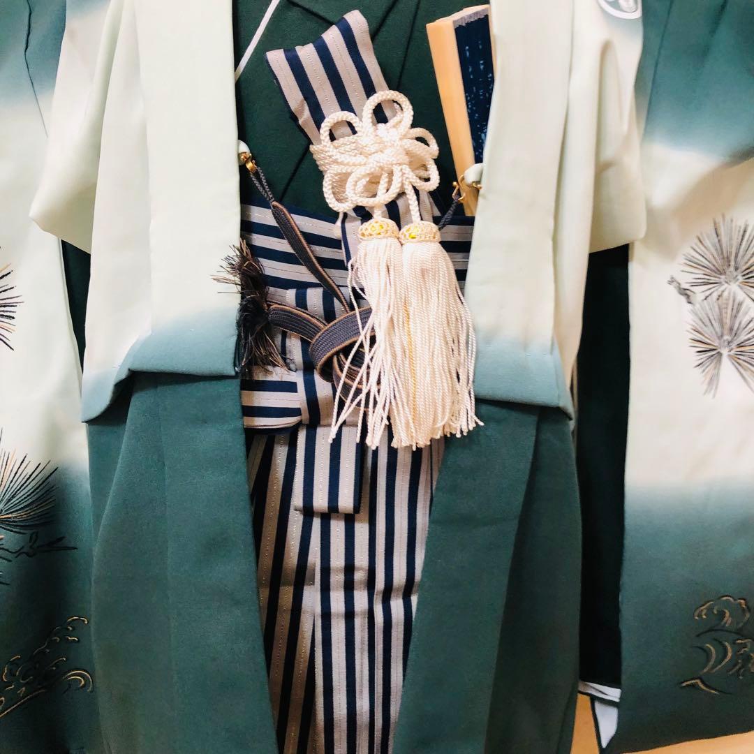 七五三 五歳‼️豪華グリーン系に鷹金彩煌びやか❤️完全フルセット‼️家から揃え無る無し