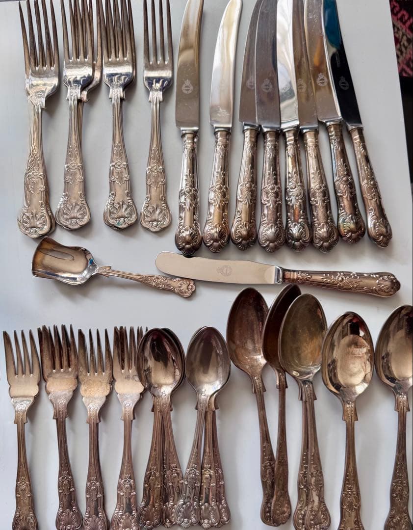 イギリス　シェフィールド　銀カトラリーセット 40点 フォーク・ナイフ・スプーン