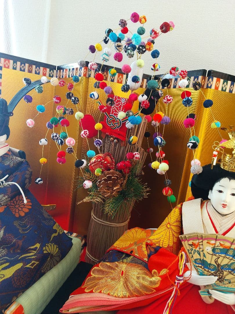 おひなさまと一緒に♪春飾り桃の節句♪ポンポン玉飾り棒3本セット