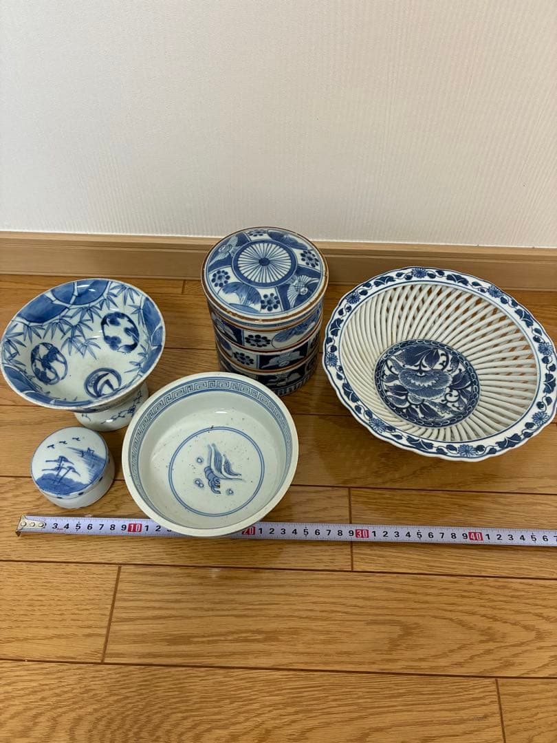 盃　三段陶器　杯　 三段重 陶器 染付　鉢 小鉢